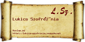 Lukics Szofrónia névjegykártya